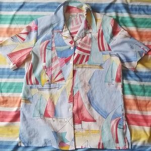 Vintage Button Down Sailboat Shirt